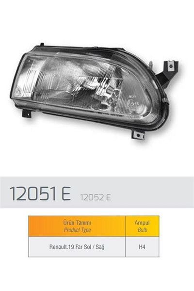 FARBA Headlight Right R19 Mechanical H4 - 05/92-10/95 Model