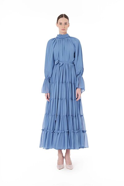 miha Hicran Önal فستان طويل برباط أرضي أزرق