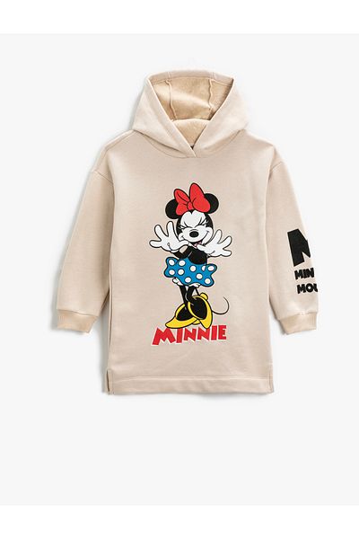 Koton Sweat Dress Minnie Mouse Printed Hooded Licensed Shawl