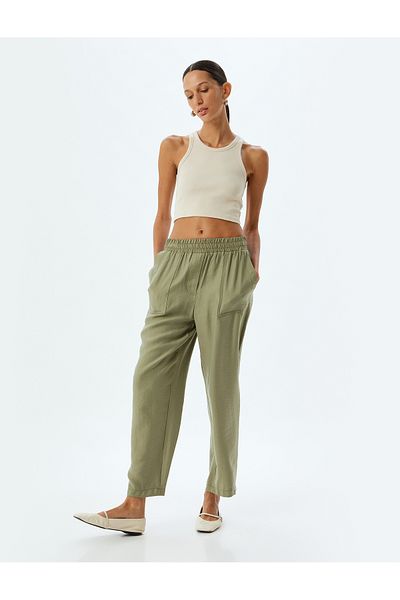Koton Modale Stofftaschen-Hose mit hoher Taille und elastischem Bund