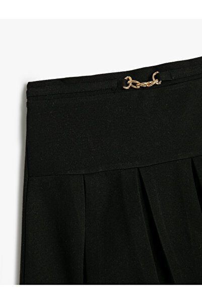 Koton Pleated Mini Skirt - Buckle Detailed