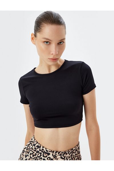 Koton Tricou sport slim cu mânecă scurtă cu decolteu