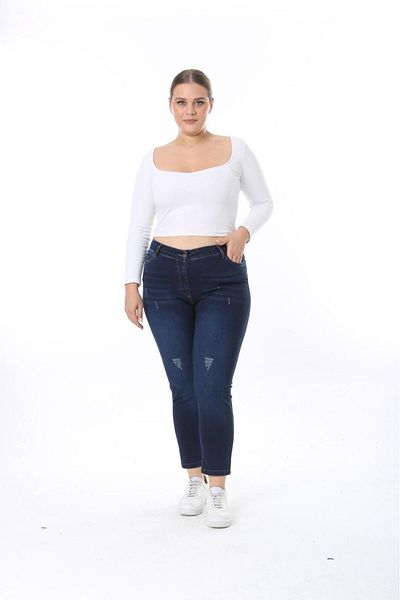EYLÜLXXL Women's Large Size High Waist Jeans Pants Flexible Fabric