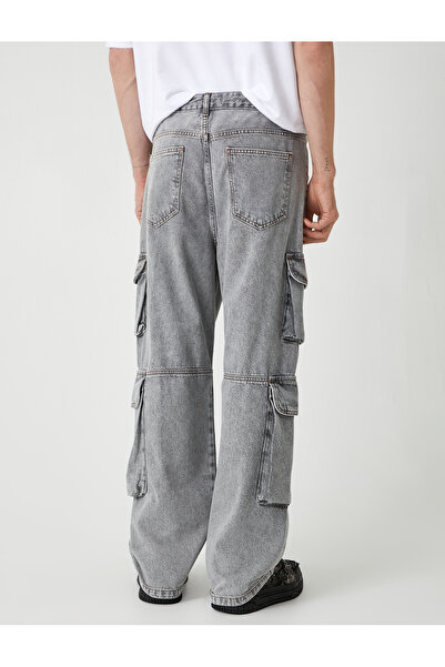 Koton Oversize Cep Detaylı Pamuklu Kargo Kot Pantolon