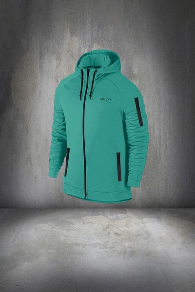 POSEIDON STORM Ανδρική φόρμα Water Green Comfortable Full Sweat - με φερμουάρ και τσέπες, S-3xl