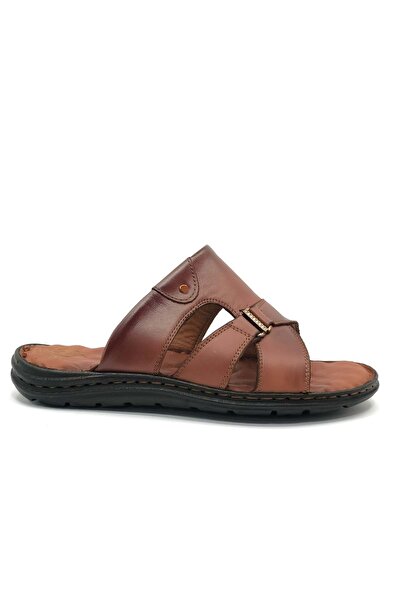 Kocamanlar Ayakkabı Men's Genuine Leather Full Orthopedic Slippers - Soldier 1920 TABA