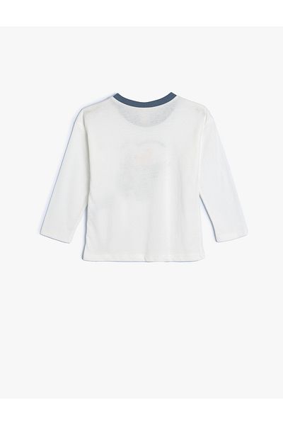 Koton Animals Printed Cotton Long Sleeve T-shirt - Crew Neck