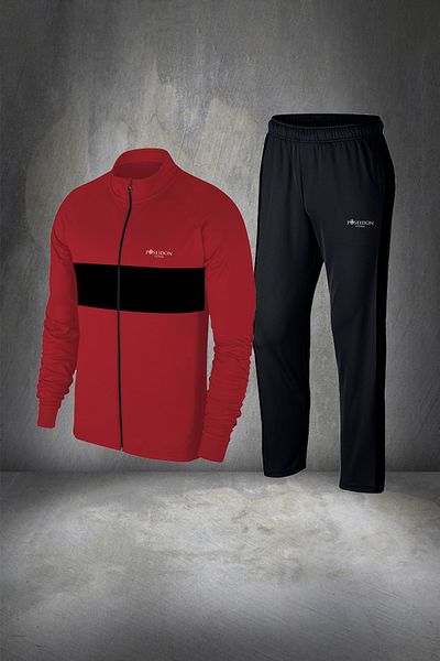 POSEIDON STORM Red Men's Tracksuit Set - Oversize, Supra Combed Cotton, Anti-Sweat, Breathable 4xl