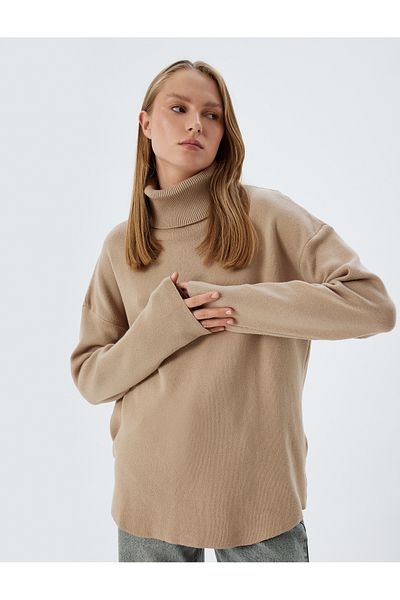 Koton Rolákový oversize pletený svetr – dlouhý rukáv a měkká textura