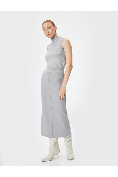 Koton Midi Length Slim Fit Standard Waist Pencil Knitwear Skirt