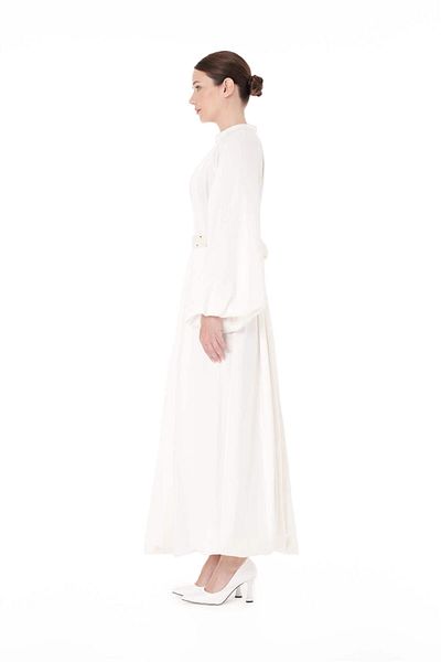 miha Hicran Önal BELT BEAD EMBROIDERED DRESS Ecru