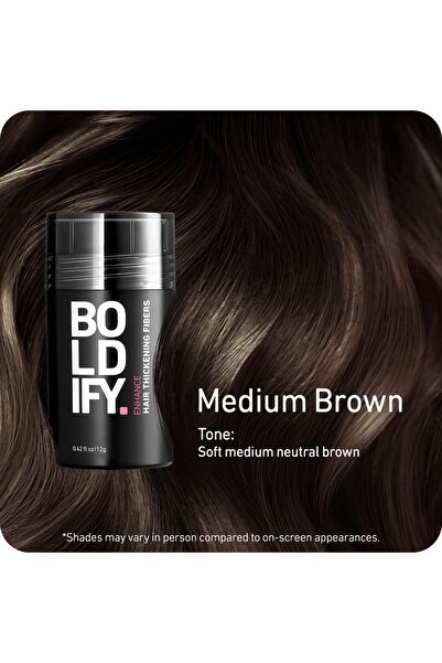 Boldify Saç Dolgunlaştırıcı Fiber, Topik Tozu Orta Kahve 12 gr- Hair Building Fibers