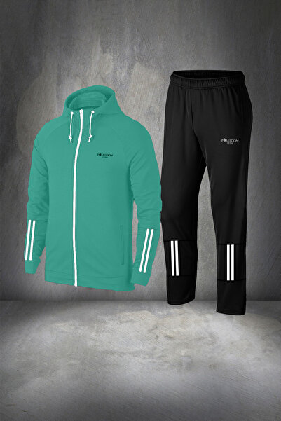 POSEIDON STORM Plus Size Men's Aqua Green Custom Supra Combed Cotton Custom Two Piece Athlete Training Set 4-10XL