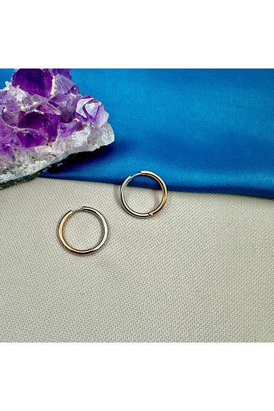 Opia Takı & Aksesuar Steel Two Colors Gold Silver Hoop Earrings