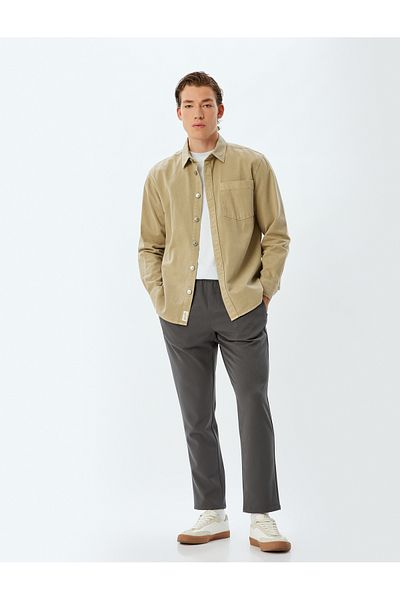 Koton Fabric Trousers with Lace Waist and Pocket Detail