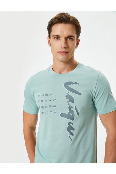 Koton Cotton Slim Fit - Short Sleeve Crew Neck Print T-Shirt