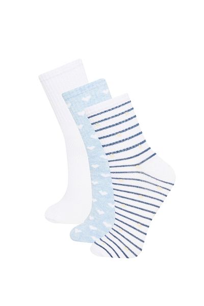 DeFacto Women's Comfortable Elastic 3-Piece Cotton Socks C6463Axns