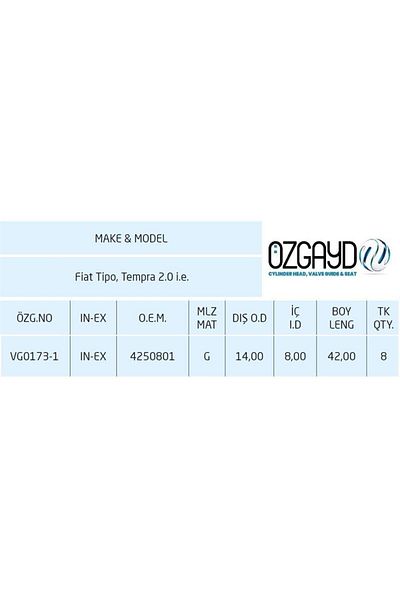 İthal Subap Gaydi Pik Fiat Tipra 2.0 I.E. - Temporal 2.0