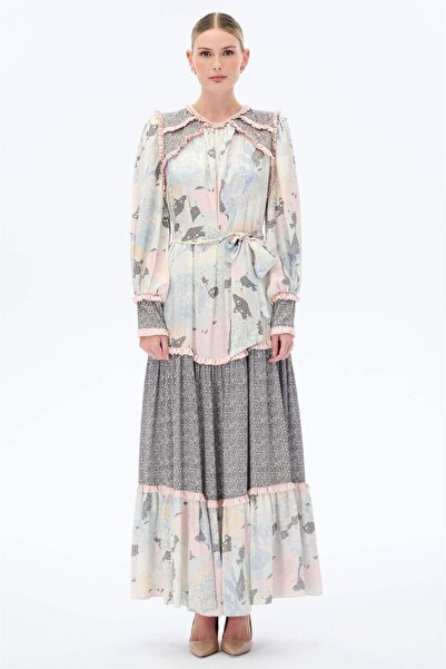 miha Hicran Önal Rochie cu imprimeu etnic de culoare mentă