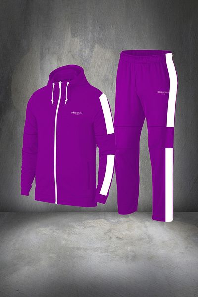 POSEIDON STORM Men's Purple Supra Combed Cotton Hooded Tracksuit Set - Oversize, 4xl for Walking and Jogging