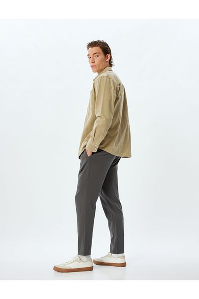 Koton Fabric Trousers with Lace Waist and Pocket Detail