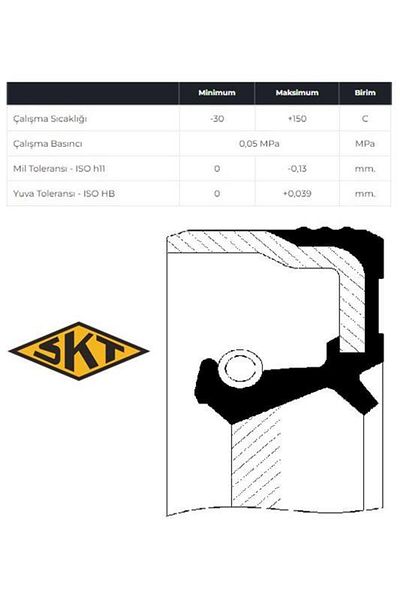 İthal Fiat Tempra-131-Bird Series - Eccentric Shaft Seal, Croma 1.6-1.8 Mot., Dimension: 30X43X8X