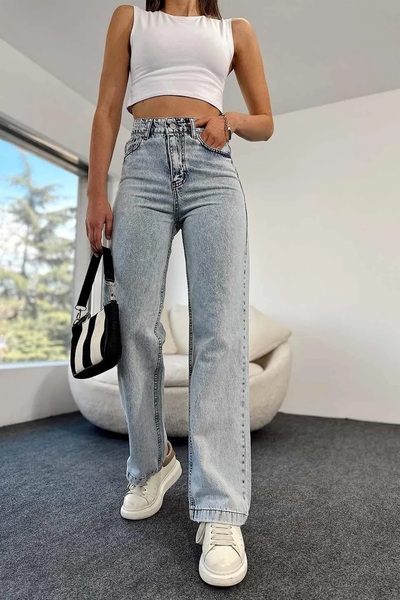 Trn JNS Jasmin Extra Super High S.o.l.m.a.z Ice Blue Loose Jeans Palazzo Παντελόνι Wintage Straight