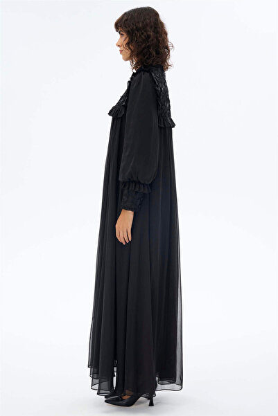 miha Hicran Önal ÖRME DANTELLİ ELBİSE Siyah