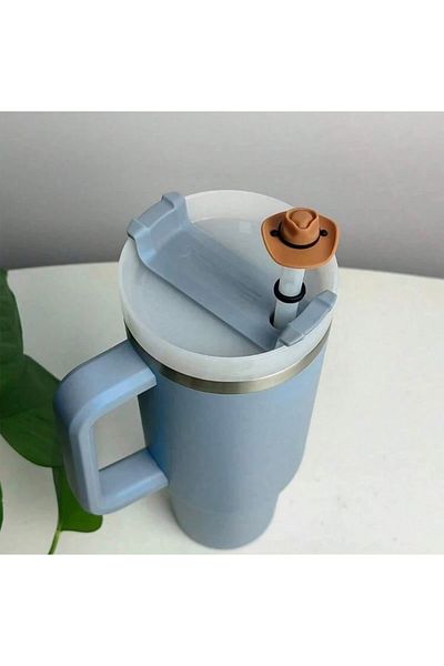 ÇAKRA Cowboy Hat Model Dust-Proof Silicone Leak-Proof Straw Cap 1 Piece Compatible with Stanley Thermos