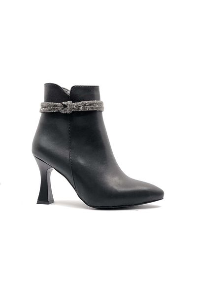 Kids Club Shoes Feles Knot Stone Λεπτομερείς Γυναικείες Μπότες Κύπελλο Τακούνι ΜΑΥΡΟ