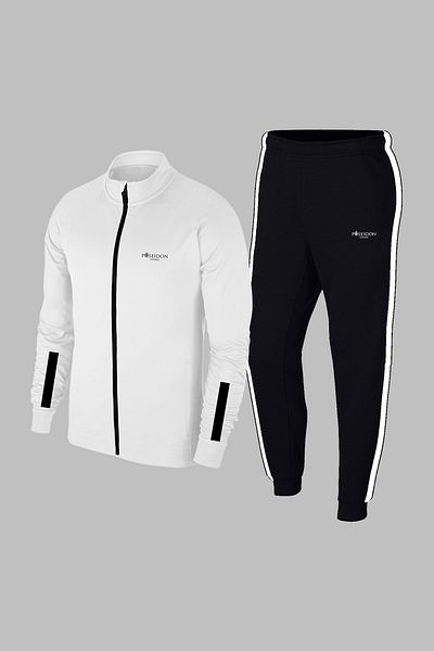 POSEIDON STORM Noua serie de marimi mari pentru bărbați, alb, personalizat Supra, țesătură pieptănată, set de pantaloni de sport simpli, 4XL-10XL