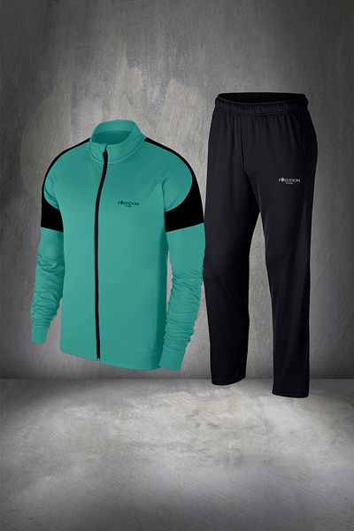 POSEIDON STORM Men's Supra Combed Cotton - Comfortable Style Large Size Running Suit Water Green 4-10xl