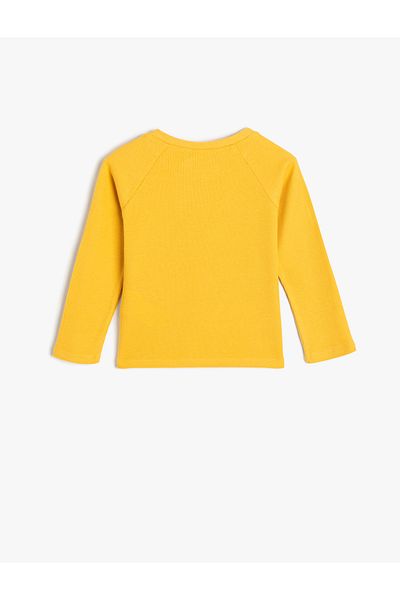 Koton Cotton Long Sleeve Dinosaur T-Shirt - Crew Neck