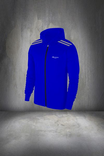 POSEIDON STORM Men's Oversize Blue Tracksuit Set - Comfortable Zippered, Hooded, 4xl-10xl Supra Combed Fabric