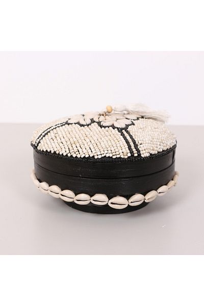 Mylamp Cutie de depozitare din bambus cu margele Bali L 20x12 cm