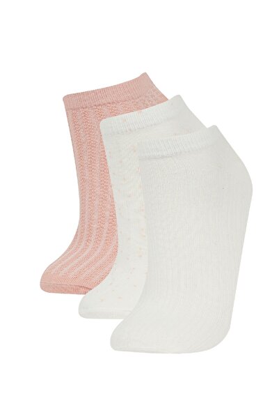 DeFacto Women's 3-Piece Cotton Booties Socks C6392Axns