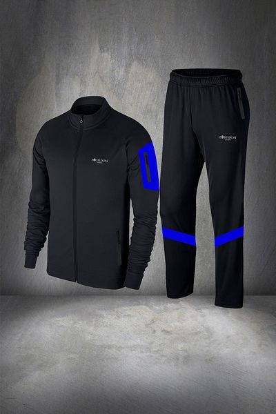 POSEIDON STORM Plus Size Men's - Black Special Supra Combed Cotton Tracksuit Set 4xl-10xl
