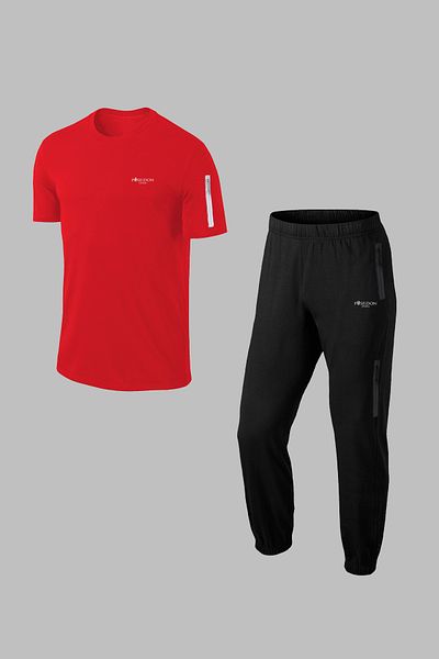 POSEIDON STORM Men's Red Special Supra Combed Cotton - Anti-Sweat, Breathable Comfortable Tracksuit Set S-3XL