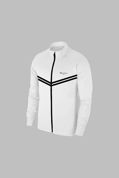 POSEIDON STORM New Series Large Size Men's White Custom Supra Combed Fabric Zippered Sweatshirt and Sweatpants Set