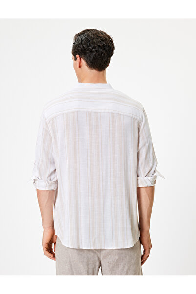 Koton Pamut hosszú ujjú ing - uralkodó gallér és összecsukható ujjú részlet