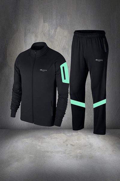 POSEIDON STORM Men's Tracksuit Set - Large Size, Black, Supra Combed Cotton, Comfortable Sleeve and Pocket Detail 4xl-10xl