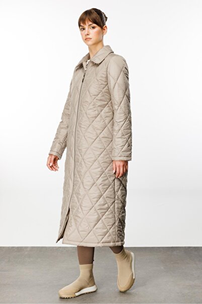 Micca Paris Hafif Elyaf Yalıtımlı Baharlık Trençkot Kap Kaban-Taş