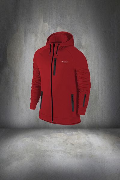 POSEIDON STORM Men's Burgundy Supra Combed Cotton - Zippered Top and Bottom Tracksuit Daily Wear Set 4x