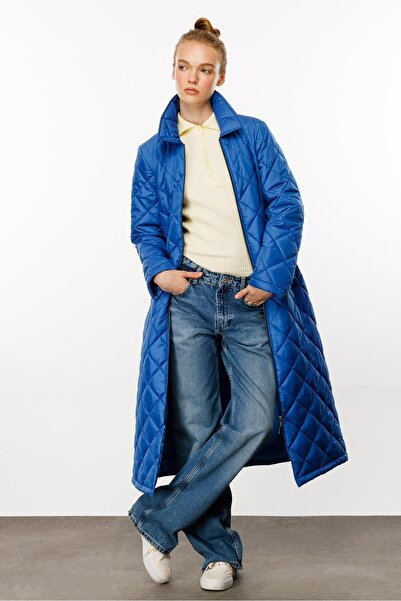 Micca Paris Hafif Elyaf Yalıtımlı Baharlık Trençkot Kap Kaban-Mavi