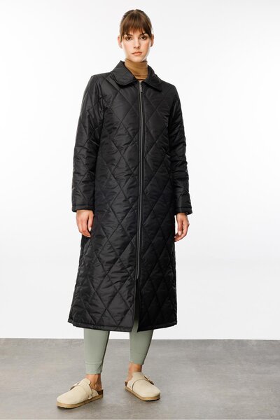 Micca Paris Hafif Elyaf Yalıtımlı Baharlık Trençkot Kap Kaban-Siyah