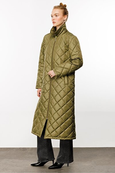 Micca Paris Hafif Elyaf Yalıtımlı Baharlık Trençkot Kap Kaban-Yeşil