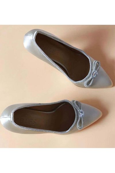KCMN Feles Satin Fabric Stoned Women's Stiletto Skin-satin
