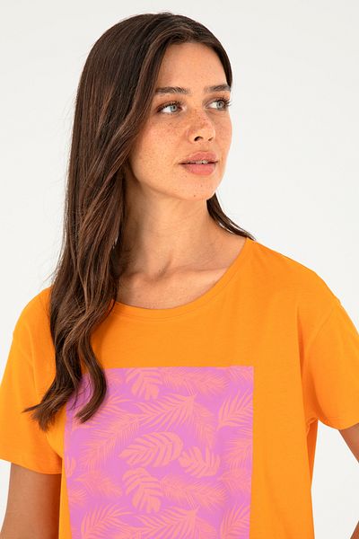 U.S. Polo Assn. Γυναικείο μπλουζάκι με πορτοκαλί λαιμόκοψη 50294760 -vr051