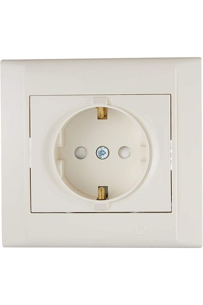 NcK Defne Child Proof Grounded Socket, Cream