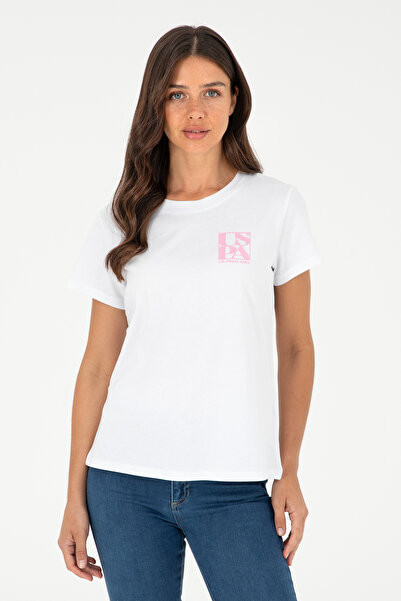 U.S. Polo Assn. Kadın Beyaz Bisiklet Yaka Tişört 50296138-VR013